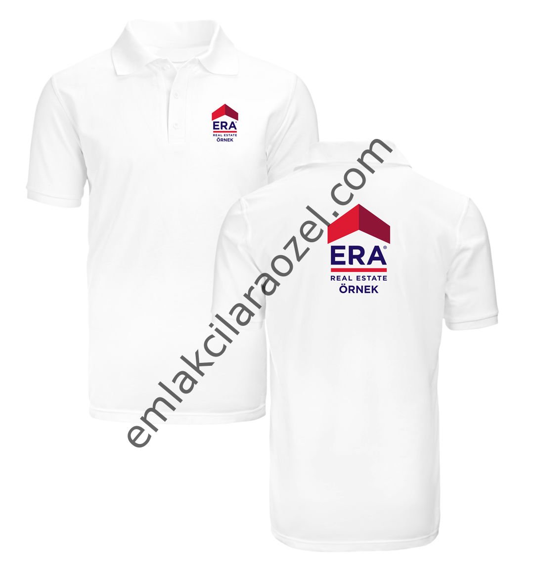 Ofis İsmine Özel Nakış İşlemeli Polo Yaka T-Shirt Beyaz (Minumum 20 Adet Sipariş Alınır)