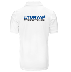 Ofis İsmine Özel Nakışlı-Baskılı Polo Yaka T-Shirt Beyaz (Minimum 20 Adet Sipariş Alınır)