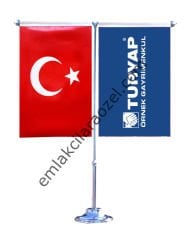 T Model İkili Masa Bayrağı (Minumum 6 Adet)