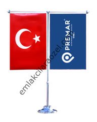 T Model İkili Masa Bayrağı (Minumum 6 Adet)