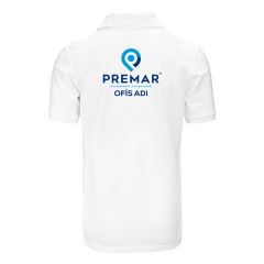 Ofis İsmine Özel Nakışlı-Baskılı Polo Yaka T-Shirt Beyaz (Minumum 20 Adet Sipariş Alınır)