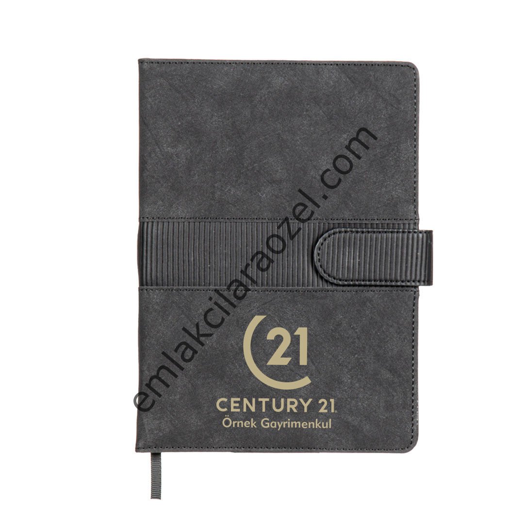 Termo Deri Karton Kılıflı Kalem Tutucu Tarihsiz Defter - 15 x 21 cm