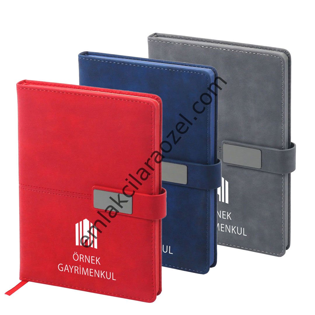 Termo Deri Metal Manyetik Kilit Tarihsiz Defter - 14,5 x 21 cm