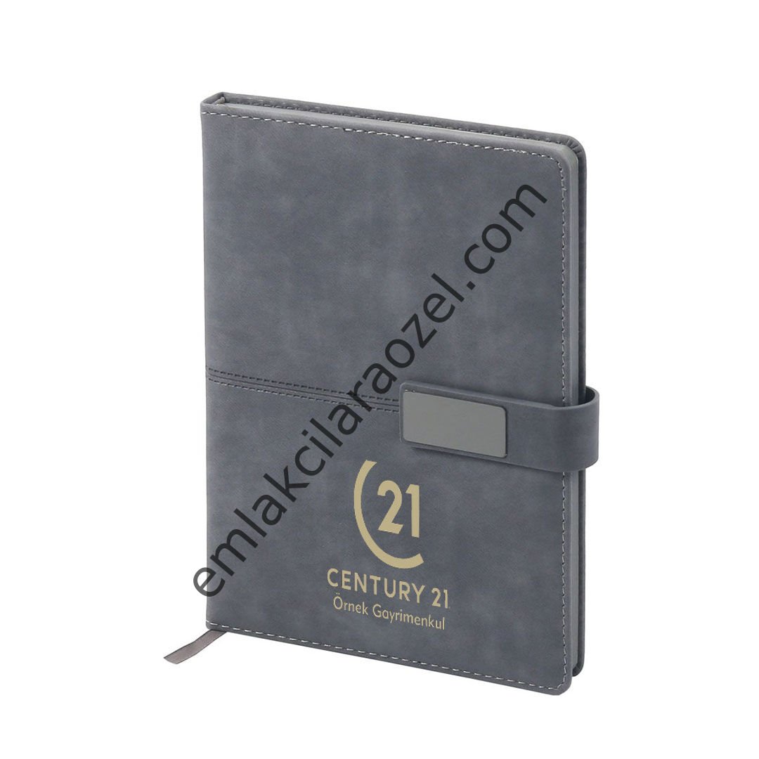 Termo Deri Metal Manyetik Kilit Tarihsiz Defter - 14,5 x 21 cm