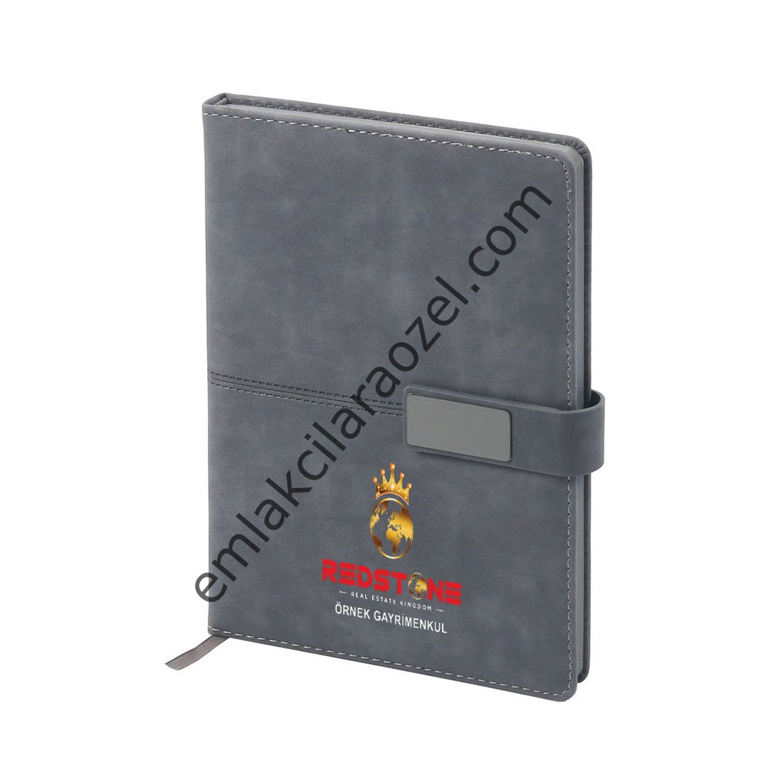 Termo Deri Metal Manyetik Kilit Tarihsiz Defter - 14,5 x 21 cm