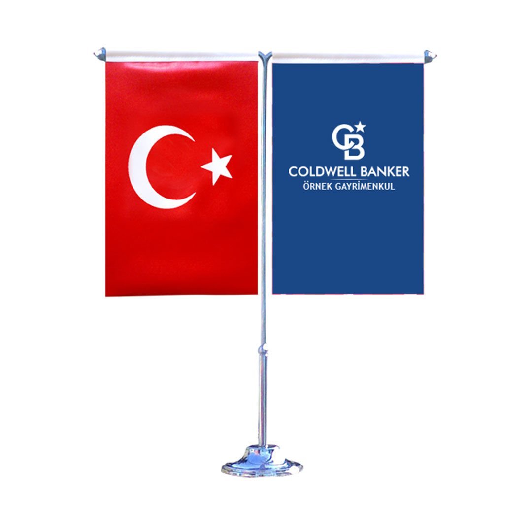 T Model İkili Masa Bayrağı (Minumum 6 Adet)