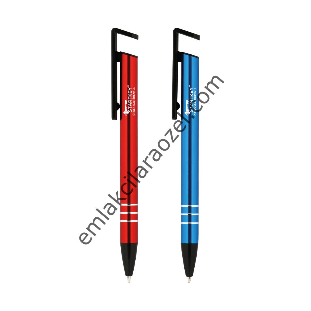 Metal Telefon Tutuculu Tükenmez Kalem