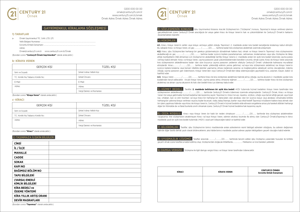 Gayrimenkul Kiralama Sözleşmesi
