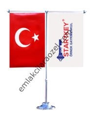 T Model İkili Masa Bayrağı (Minumum 6 Adet)