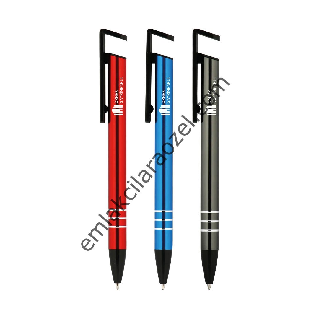 Metal Telefon Tutuculu Tükenmez Kalem